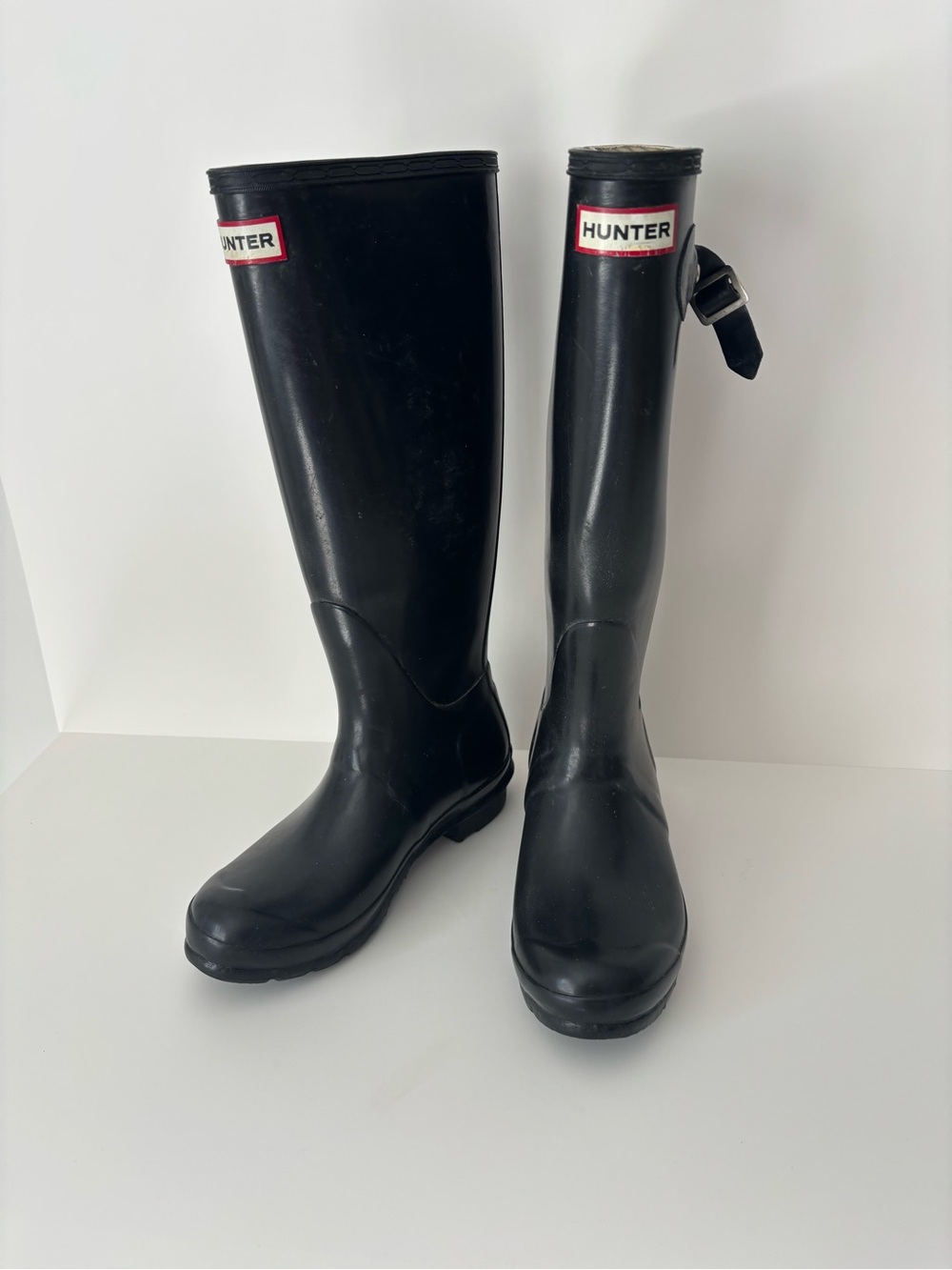 Hunter Black Tall Rubber Rain Boots for Women